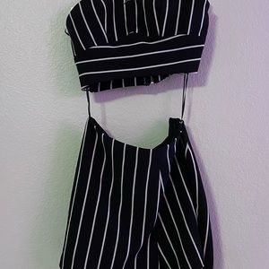 Boutique Two Piece White Pinstripe Shorts and Top